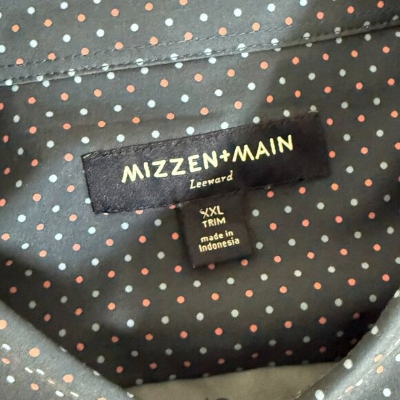 Mizzen and Mens Mens Leeward Button Down LS Dress Shirt XXL Trim Navy Polka‎ Dot - Picture 6 of 11